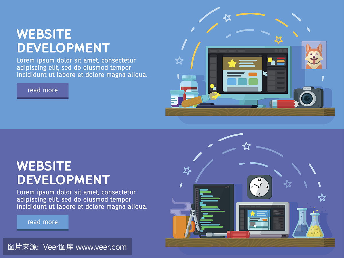 網站開發,網站設計?，F代平面設計的網頁橫幅